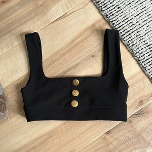Zara bra cropped top gold button sailor black small